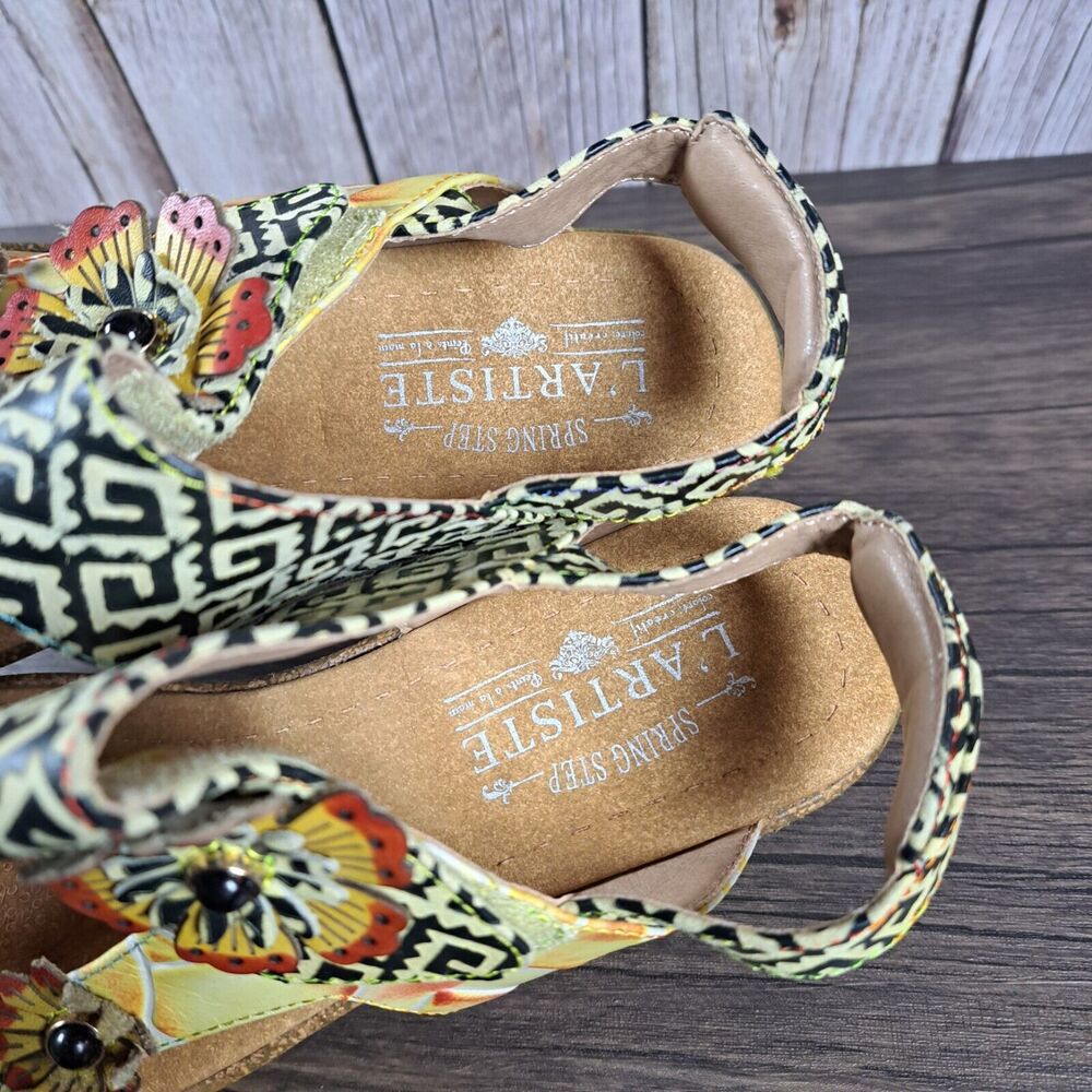 L'Artiste By Spring Step Radd Floral Cork Wedge Sandals Women's 10.5-11 EU 42 - Picture 7 of 10